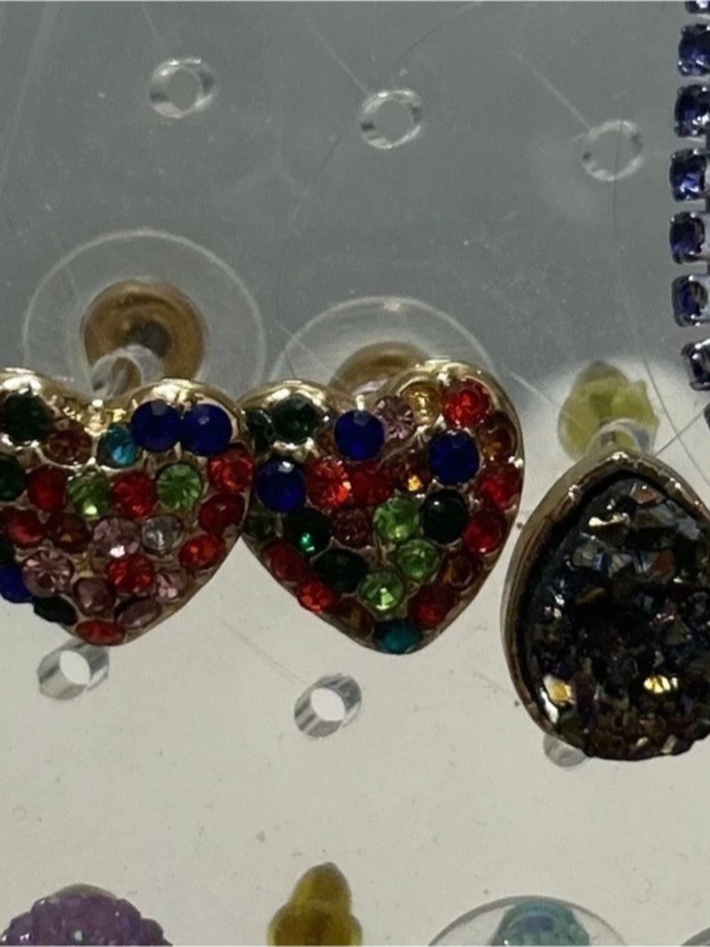 Multicolor Heart & Teardrop Earrings Like New